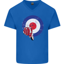 MOD Scooter Motorcycle Motorbike Mens V-Neck Cotton T-Shirt Royal Blue