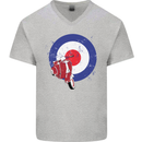 MOD Scooter Motorcycle Motorbike Mens V-Neck Cotton T-Shirt Sports Grey