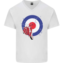 MOD Scooter Motorcycle Motorbike Mens V-Neck Cotton T-Shirt White