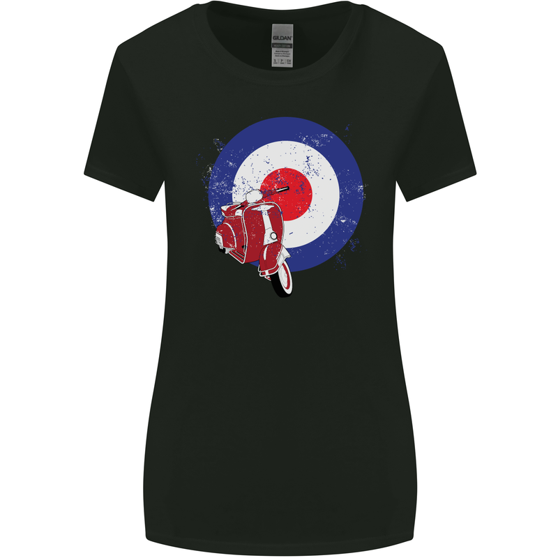 MOD Scooter Motorcycle Motorbike Womens Wider Cut T-Shirt Black