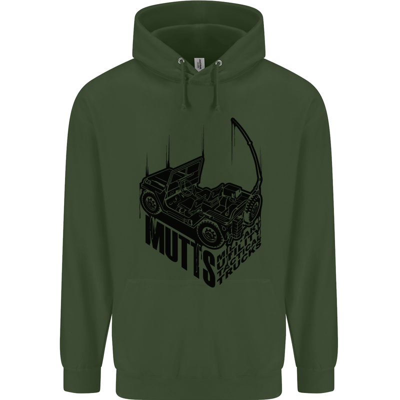 MUTTS Military Utility Tactical Trucks 4x4 Childrens Kids Hoodie Forest Green