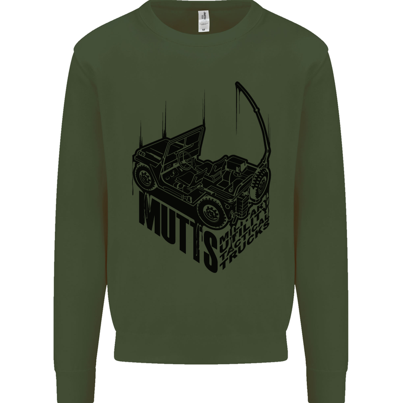 MUTTS Military Utility Tactical Trucks 4x4 Kids Sweatshirt Jumper Forest Green