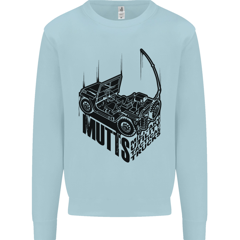 MUTTS Military Utility Tactical Trucks 4x4 Kids Sweatshirt Jumper Light Blue