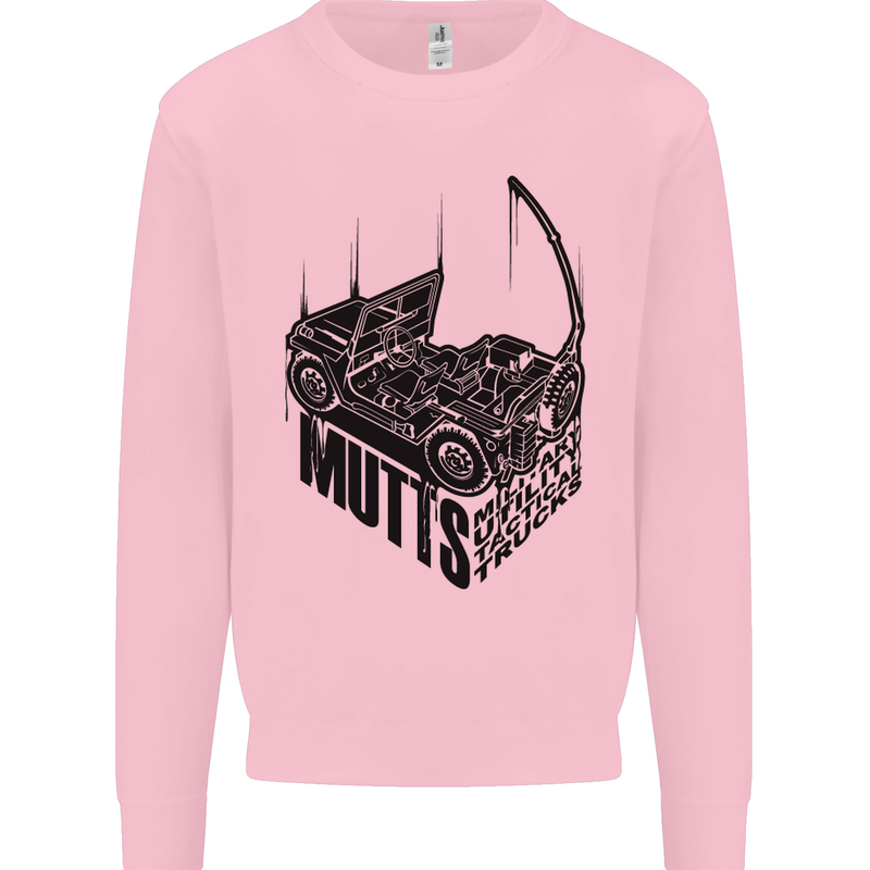 MUTTS Military Utility Tactical Trucks 4x4 Kids Sweatshirt Jumper Light Pink