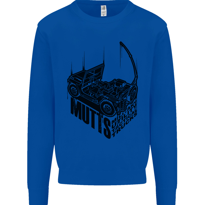 MUTTS Military Utility Tactical Trucks 4x4 Kids Sweatshirt Jumper Royal Blue