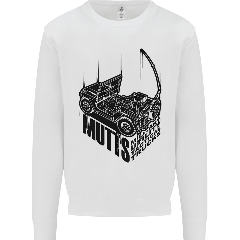 MUTTS Military Utility Tactical Trucks 4x4 Kids Sweatshirt Jumper White