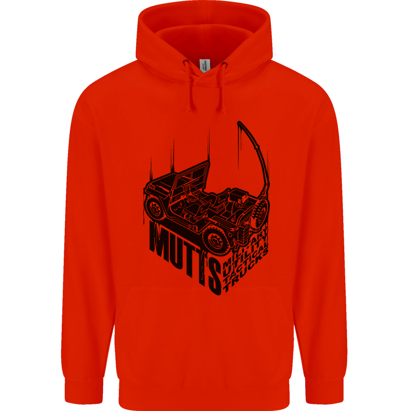MUTTS Military Utility Tactical Trucks 4x4 Mens 80% Cotton Hoodie Bright Red