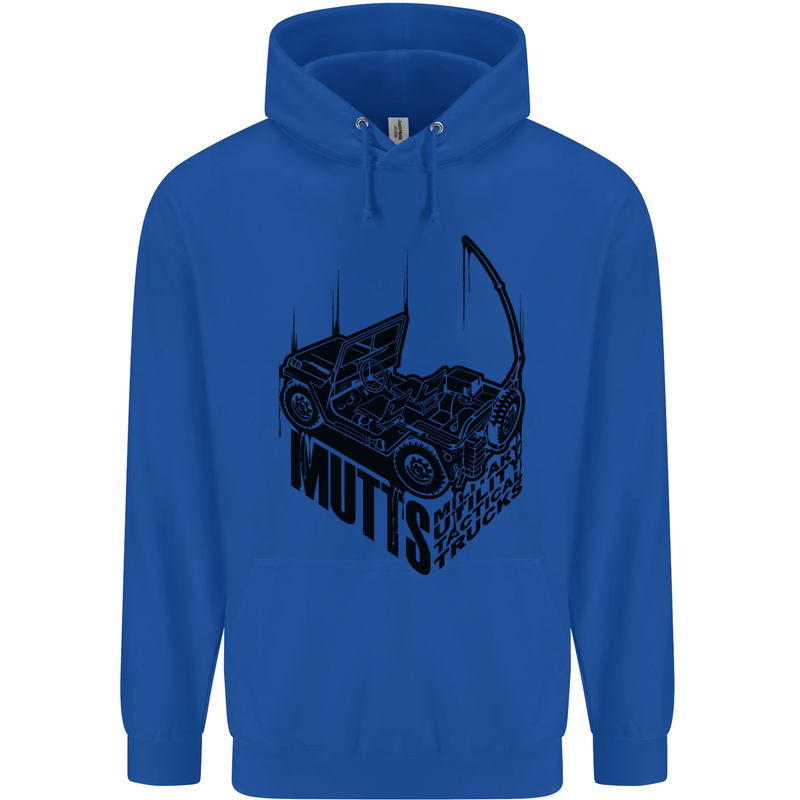 MUTTS Military Utility Tactical Trucks 4x4 Mens 80% Cotton Hoodie Royal Blue