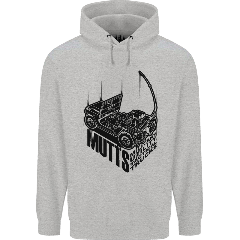MUTTS Military Utility Tactical Trucks 4x4 Mens 80% Cotton Hoodie Sports Grey