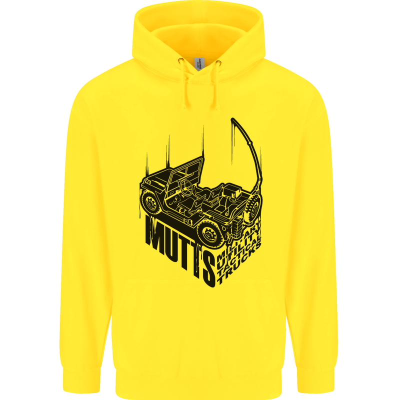 MUTTS Military Utility Tactical Trucks 4x4 Mens 80% Cotton Hoodie Yellow
