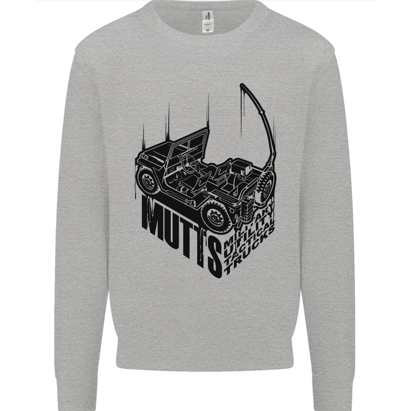 MUTTS Military Utility Tactical Trucks 4x4 Mens Sweatshirt Jumper Sports Grey