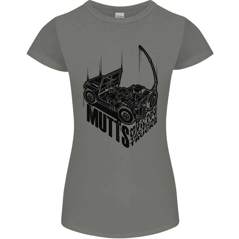 MUTTS Military Utility Tactical Trucks 4x4 Womens Petite Cut T-Shirt Charcoal