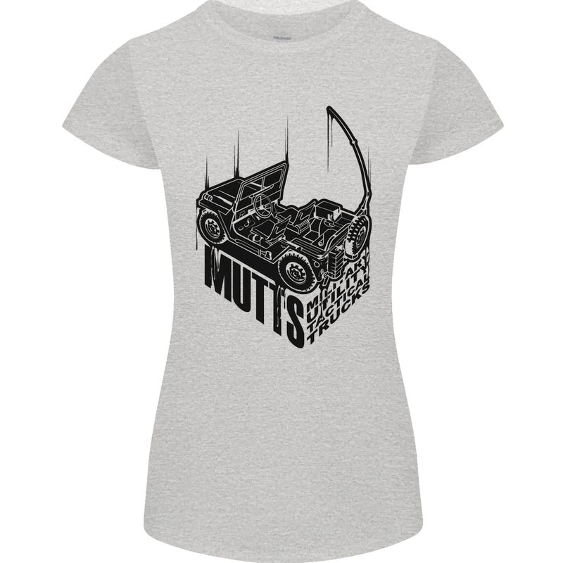 MUTTS Military Utility Tactical Trucks 4x4 Womens Petite Cut T-Shirt Sports Grey