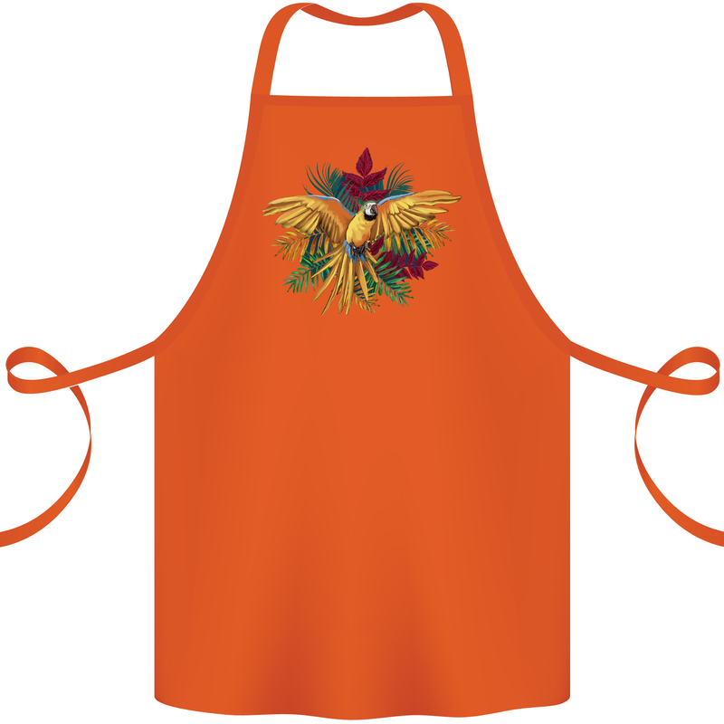 Maacaw Parrot In the Jungle Cotton Apron 100% Organic Orange