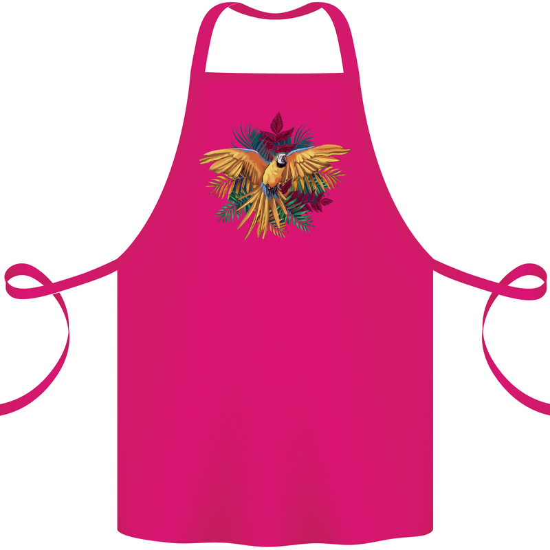 Maacaw Parrot In the Jungle Cotton Apron 100% Organic Pink