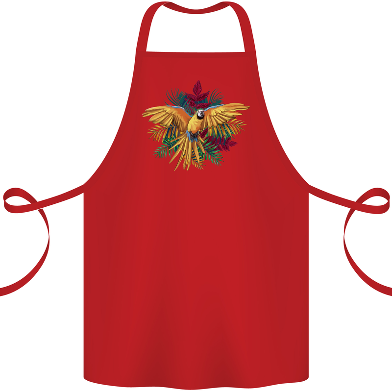 Maacaw Parrot In the Jungle Cotton Apron 100% Organic Red