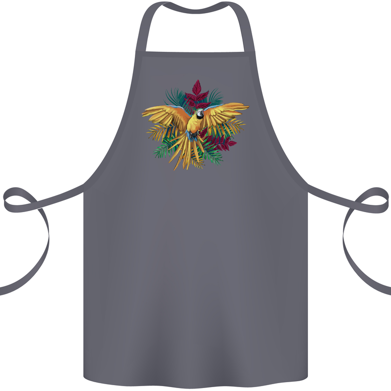 Maacaw Parrot In the Jungle Cotton Apron 100% Organic Steel