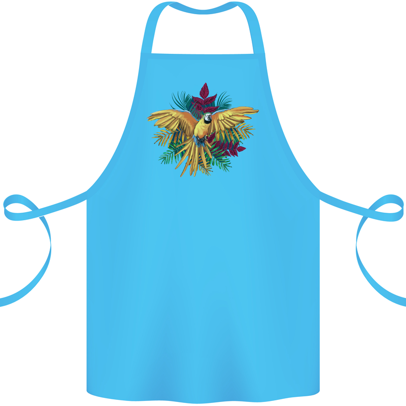 Maacaw Parrot In the Jungle Cotton Apron 100% Organic Turquoise