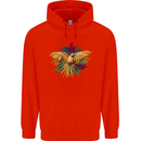 Maacaw Parrot In the Jungle Mens 80% Cotton Hoodie Bright Red
