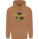 Maacaw Parrot In the Jungle Mens 80% Cotton Hoodie Caramel Latte