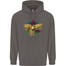 Maacaw Parrot In the Jungle Mens 80% Cotton Hoodie Charcoal