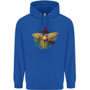 Maacaw Parrot In the Jungle Mens 80% Cotton Hoodie Royal Blue