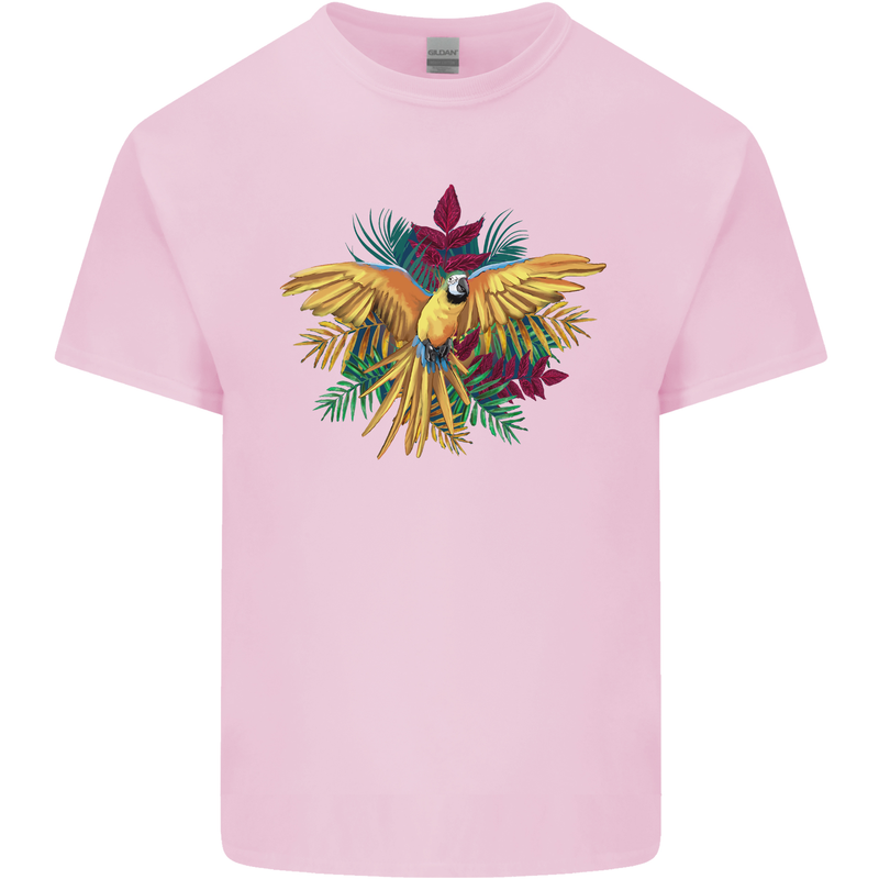 Maacaw Parrot In the Jungle Mens Cotton T-Shirt Tee Top Light Pink