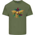 Maacaw Parrot In the Jungle Mens Cotton T-Shirt Tee Top Military Green