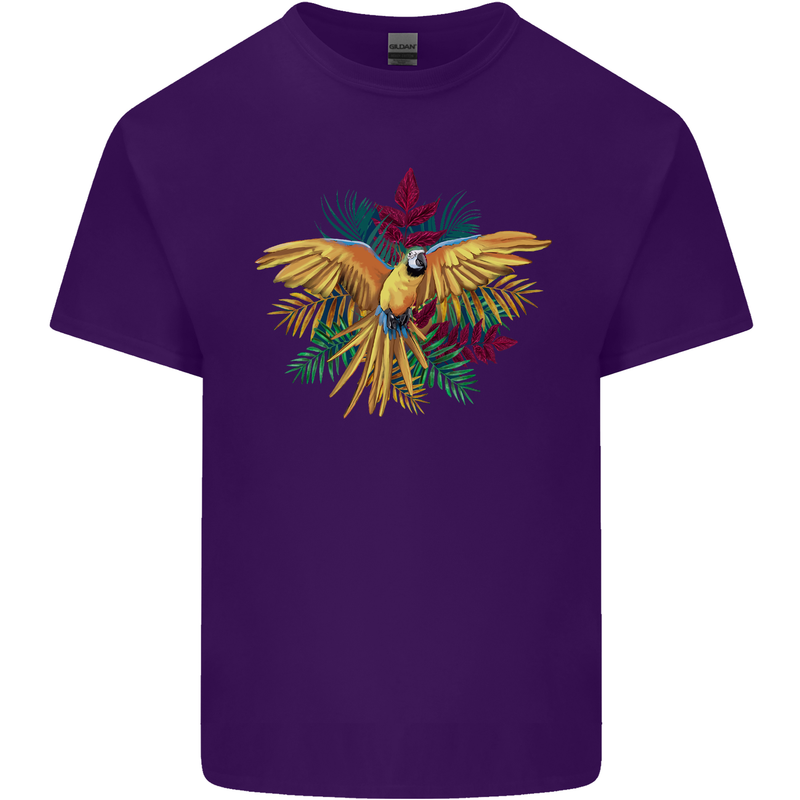 Maacaw Parrot In the Jungle Mens Cotton T-Shirt Tee Top Purple