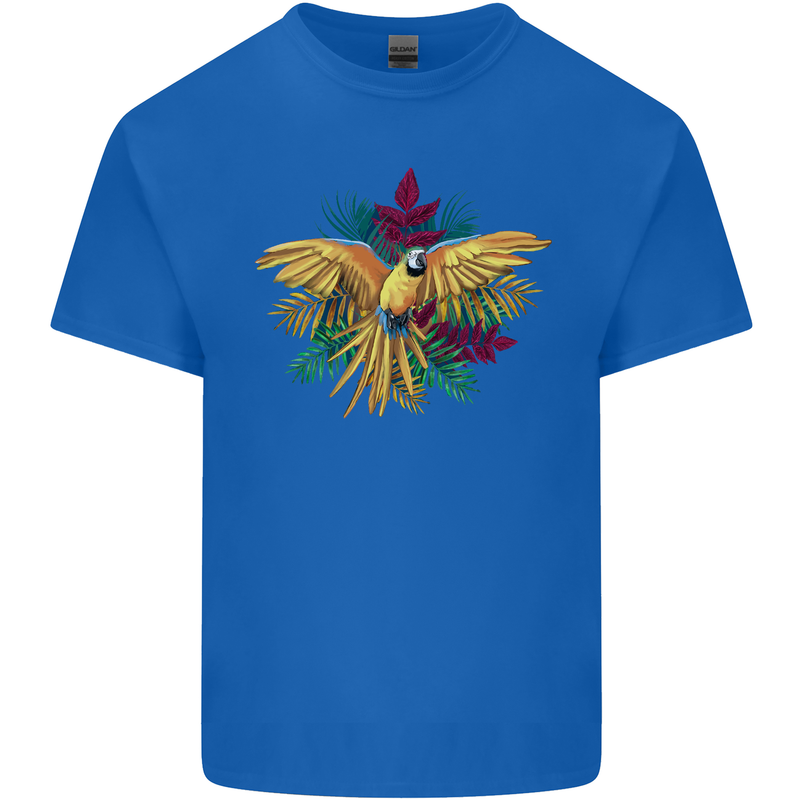 Maacaw Parrot In the Jungle Mens Cotton T-Shirt Tee Top Royal Blue
