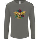 Maacaw Parrot In the Jungle Mens Long Sleeve T-Shirt Charcoal