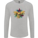 Maacaw Parrot In the Jungle Mens Long Sleeve T-Shirt Sports Grey
