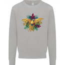 Maacaw Parrot In the Jungle Mens Sweatshirt Jumper Sports Grey