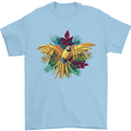 Maacaw Parrot In the Jungle Mens T-Shirt 100% Cotton Light Blue