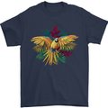 Maacaw Parrot In the Jungle Mens T-Shirt 100% Cotton Navy Blue