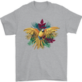 Maacaw Parrot In the Jungle Mens T-Shirt 100% Cotton Sports Grey