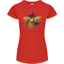 Maacaw Parrot In the Jungle Womens Petite Cut T-Shirt Red