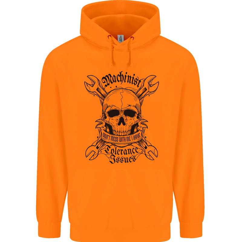 Machinist I Have Tolerance Issues Childrens Kids Hoodie Orange