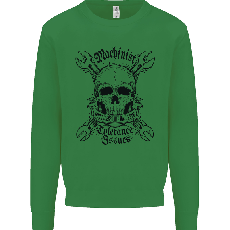 Machinist I Have Tolerance Issues Kids Sweatshirt Jumper Irish Green
