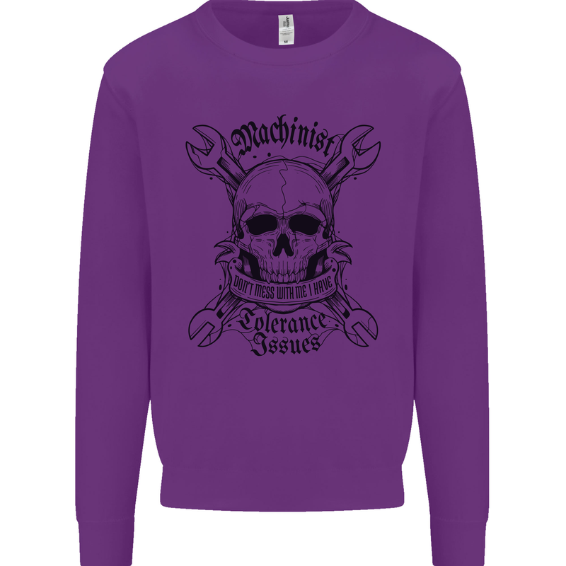 Machinist I Have Tolerance Issues Kids Sweatshirt Jumper Purple