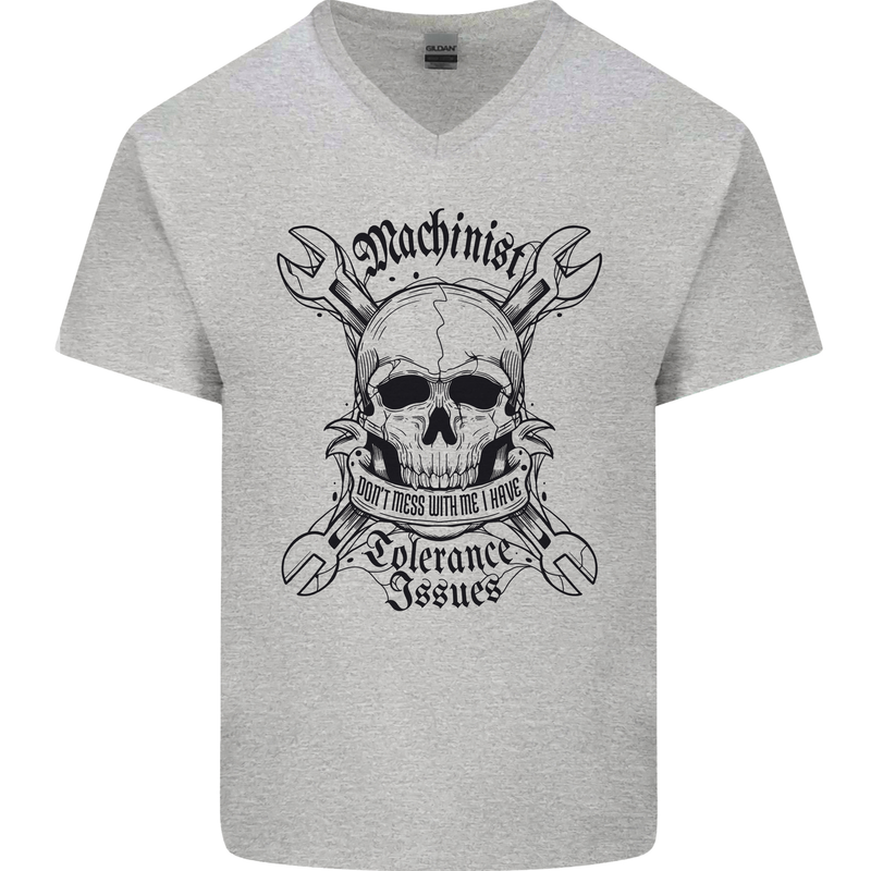 Machinist I Have Tolerance Issues Mens V-Neck Cotton T-Shirt Sports Grey