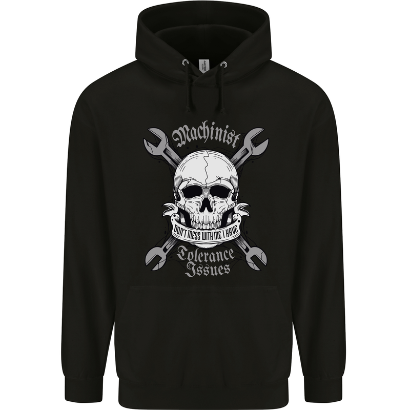 Machinist I Have Tolerance Issues Skull Childrens Kids Hoodie Black