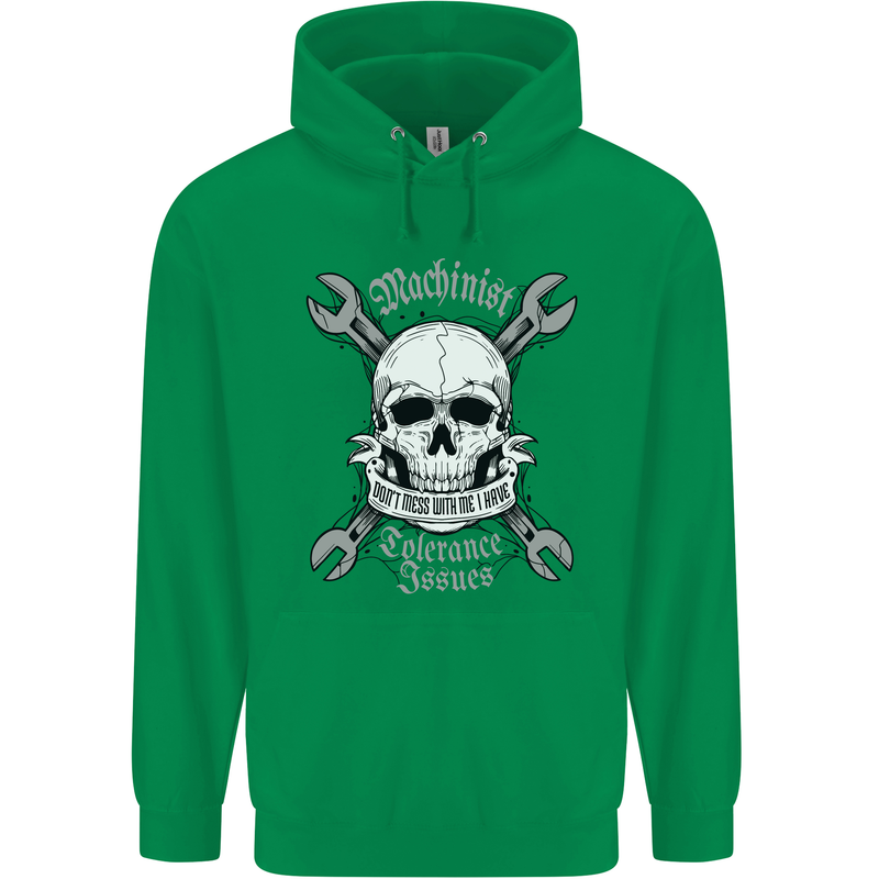 Machinist I Have Tolerance Issues Skull Childrens Kids Hoodie Irish Green