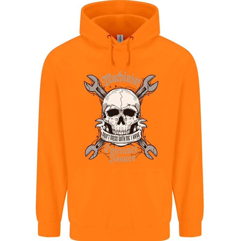 Machinist I Have Tolerance Issues Skull Childrens Kids Hoodie Orange