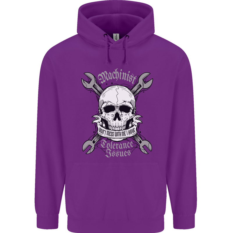Machinist I Have Tolerance Issues Skull Childrens Kids Hoodie Purple