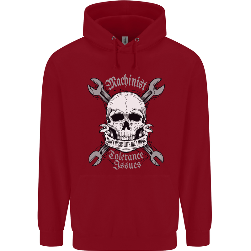 Machinist I Have Tolerance Issues Skull Childrens Kids Hoodie Red