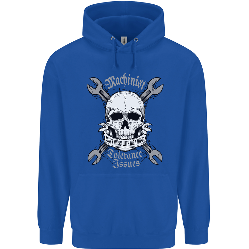 Machinist I Have Tolerance Issues Skull Childrens Kids Hoodie Royal Blue