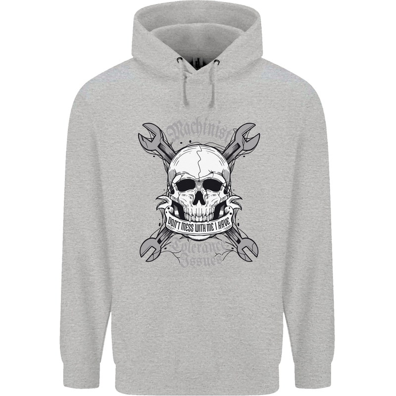 Machinist I Have Tolerance Issues Skull Childrens Kids Hoodie Sports Grey
