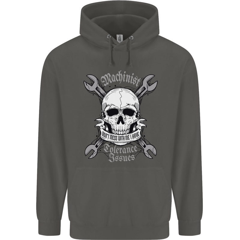 Machinist I Have Tolerance Issues Skull Childrens Kids Hoodie Storm Grey
