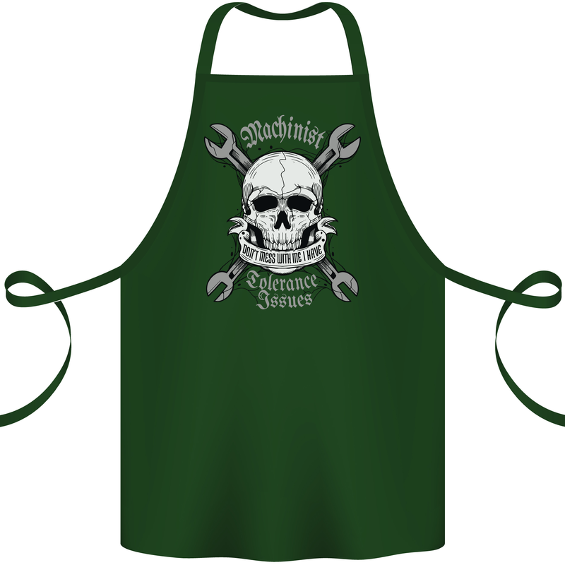 Machinist I Have Tolerance Issues Skull Cotton Apron 100% Organic Forest Green